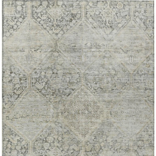 HomeRoots 5' X 8' Stylish Pewter and Silver Geometric Area Rug - Durable, Washable for Indoor & Outdoor Use 619632