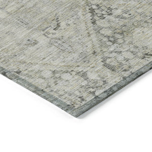 HomeRoots 5' X 8' Stylish Pewter and Silver Geometric Area Rug - Durable, Washable for Indoor & Outdoor Use 619632