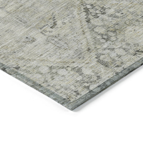 HomeRoots 5' X 8' Stylish Pewter and Silver Geometric Area Rug - Durable, Washable for Indoor & Outdoor Use 619632
