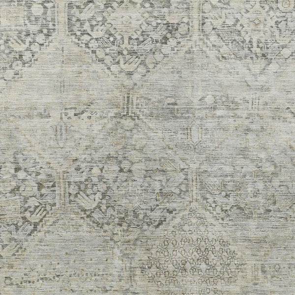 HomeRoots 5' X 8' Stylish Pewter and Silver Geometric Area Rug - Durable, Washable for Indoor & Outdoor Use 619632