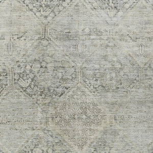 HomeRoots 9' x 12' Contemporary Pewter and Silver Geometric Area Rug – Washable Indoor/Outdoor Essential! 619635