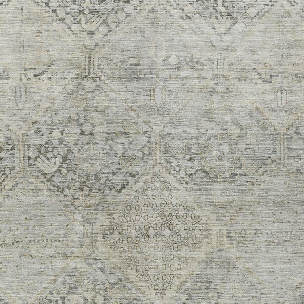 HomeRoots 9' x 12' Contemporary Pewter and Silver Geometric Area Rug – Washable Indoor/Outdoor Essential! 619635