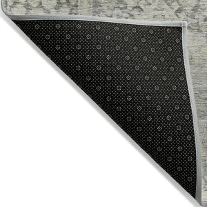 HomeRoots 9' x 12' Contemporary Pewter and Silver Geometric Area Rug – Washable Indoor/Outdoor Essential! 619635