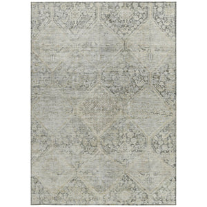 HomeRoots 9' x 12' Contemporary Pewter and Silver Geometric Area Rug – Washable Indoor/Outdoor Essential! 619635