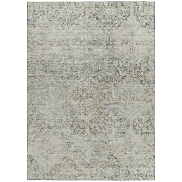 HomeRoots 9' x 12' Contemporary Pewter and Silver Geometric Area Rug – Washable Indoor/Outdoor Essential! 619635