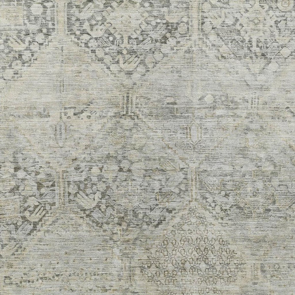 HomeRoots 10' X 14' Stylish Pewter & Silver Geometric Washable Area Rug for Indoor/Outdoor High-Traffic Use 619636