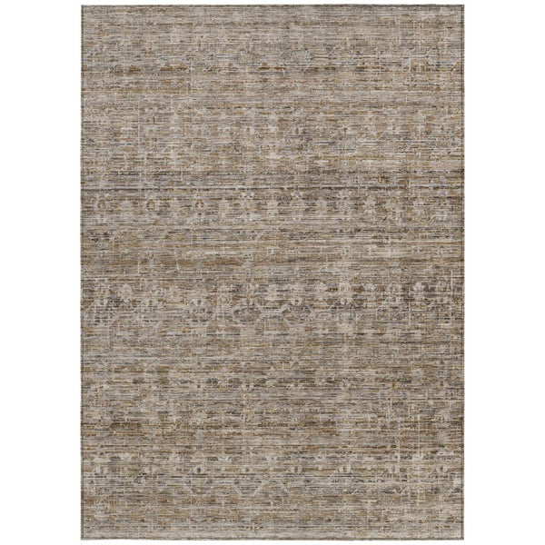 HomeRoots 5' X 8' Brown and Beige Striped Area Rug – Durable, Washable, Perfect for Indoor & Outdoor Spaces! 619638