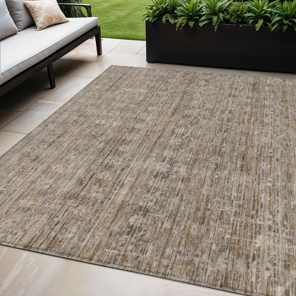 HomeRoots 5' X 8' Brown and Beige Striped Area Rug – Durable, Washable, Perfect for Indoor & Outdoor Spaces! 619638