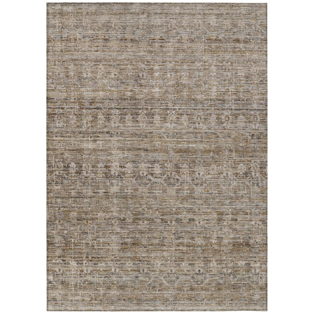 HomeRoots 5' X 8' Brown and Beige Striped Area Rug – Durable, Washable, Perfect for Indoor & Outdoor Spaces! 619638