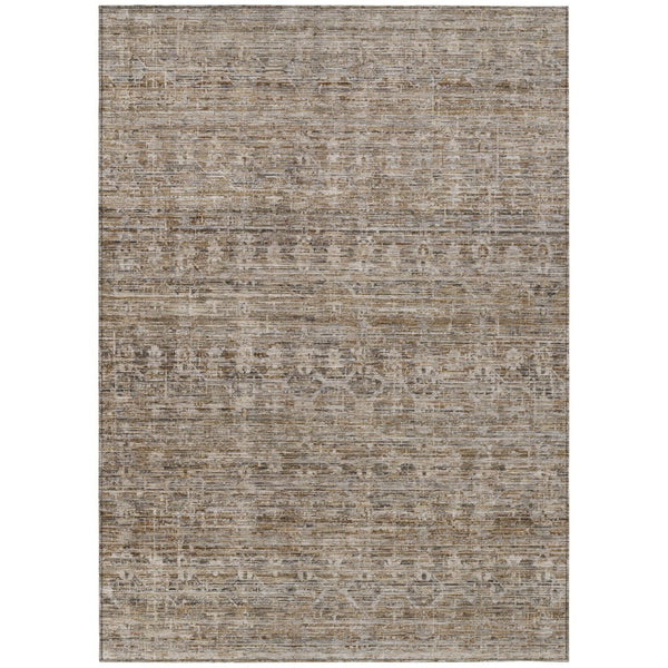 HomeRoots 5' X 8' Brown and Beige Striped Area Rug – Durable, Washable, Perfect for Indoor & Outdoor Spaces! 619638