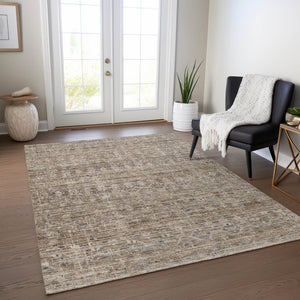 HomeRoots 5' X 8' Brown and Beige Striped Area Rug – Durable, Washable, Perfect for Indoor & Outdoor Spaces! 619638