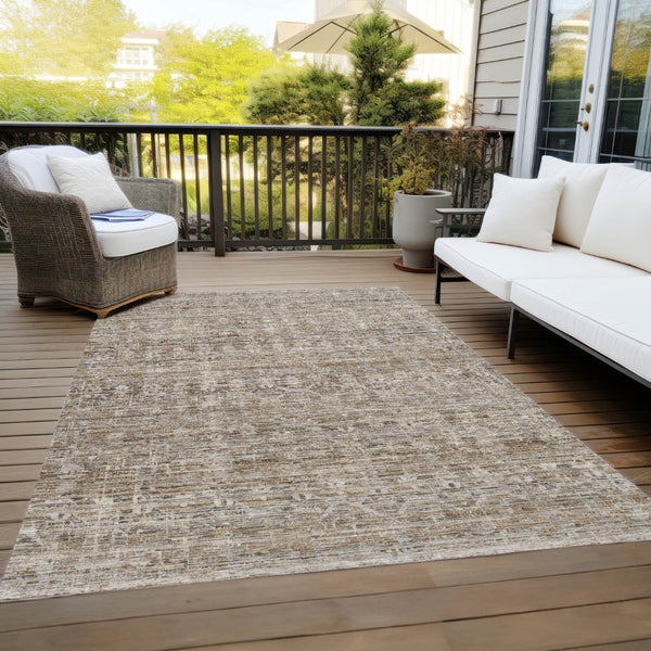 HomeRoots 5' X 8' Brown and Beige Striped Area Rug – Durable, Washable, Perfect for Indoor & Outdoor Spaces! 619638