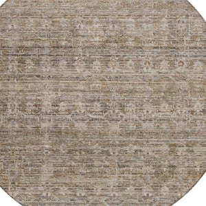 HomeRoots 8' Round Brown and Beige Striped Indoor-Outdoor Area Rug - Durable, Washable, Stylish, Versatile! 619639