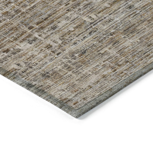 HomeRoots 8' Round Brown and Beige Striped Indoor-Outdoor Area Rug - Durable, Washable, Stylish, Versatile! 619639