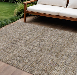 HomeRoots 9' Brown and Beige Striped Washable Area Rug – Durable Indoor/Outdoor Design for Stylish Spaces 619641