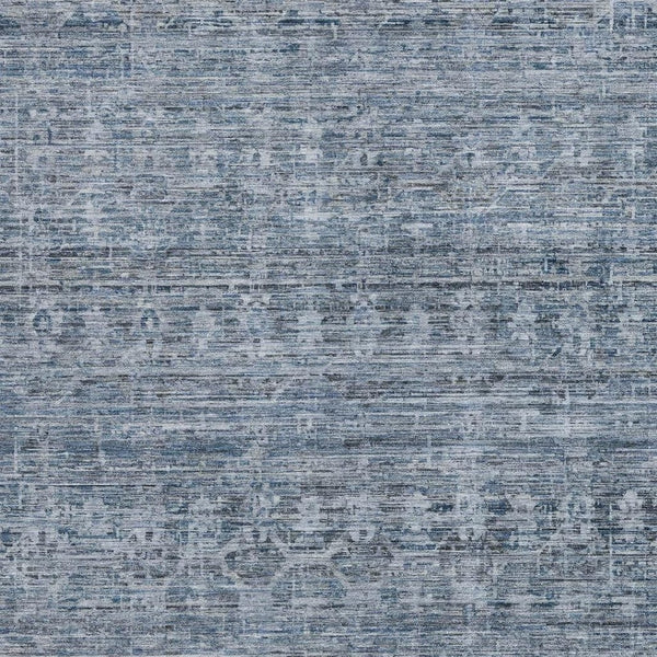 HomeRoots 5' Blue and Gray Striped Indoor Outdoor Area Rug - Washable, Stain-Resistant, Durable & Stylish! 619644