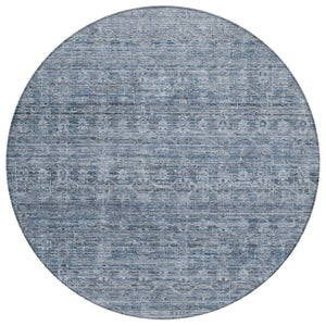HomeRoots 8' Blue and Gray Striped Washable Area Rug - Stylish Indoor/Outdoor Mat for High-Traffic Spaces 619645