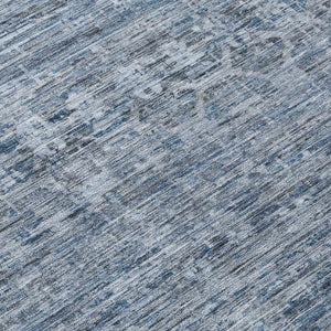 HomeRoots 8' Blue and Gray Striped Washable Area Rug - Stylish Indoor/Outdoor Mat for High-Traffic Spaces 619645