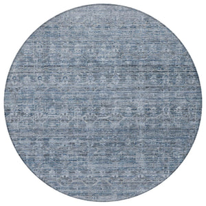 HomeRoots 8' Blue and Gray Striped Washable Area Rug - Stylish Indoor/Outdoor Mat for High-Traffic Spaces 619645