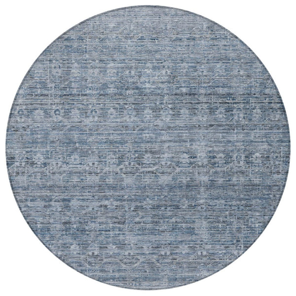 HomeRoots 8' Blue and Gray Striped Washable Area Rug - Stylish Indoor/Outdoor Mat for High-Traffic Spaces 619645