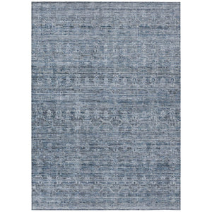 HomeRoots 8' X 10' Blue and Gray Striped Washable Area Rug – Durable, Stylish, Perfect for Indoor & Outdoor Use! 619646