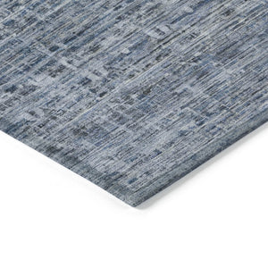 HomeRoots 8' X 10' Blue and Gray Striped Washable Area Rug – Durable, Stylish, Perfect for Indoor & Outdoor Use! 619646