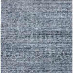 HomeRoots 9' X 12' Blue And Gray Striped Washable Area Rug for Indoor/Outdoor Use - Stylish & Durable Design 619647