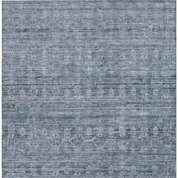 HomeRoots 9' X 12' Blue And Gray Striped Washable Area Rug for Indoor/Outdoor Use - Stylish & Durable Design 619647