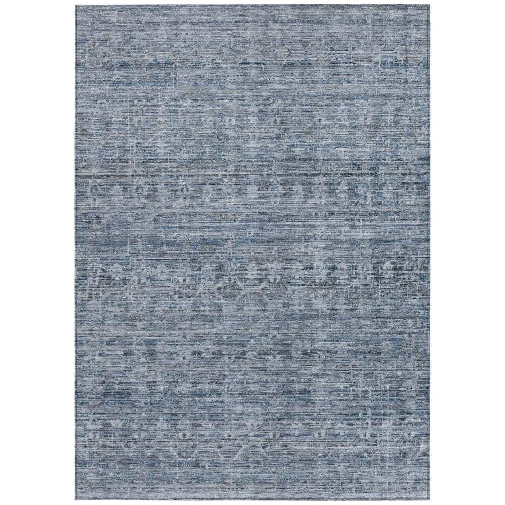 HomeRoots 10' Blue and Gray Striped Washable Area Rug - Durable Indoor/Outdoor Design for Stylish Spaces 619648
