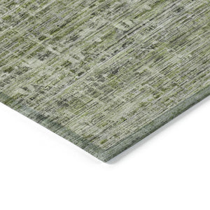 HomeRoots 8' Green and Gray Round Striped Area Rug - Washable, Durable Design for Indoor & Outdoor Use! 619651