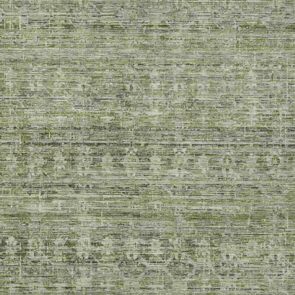 HomeRoots 9' Coastal Green and Gray Striped Washable Area Rug - Durable Indoor/Outdoor Design for Any Space 619653