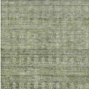 HomeRoots 10' Green and Gray Striped Indoor Outdoor Area Rug - Durable, Washable, Perfect for High-Traffic Spaces 619654