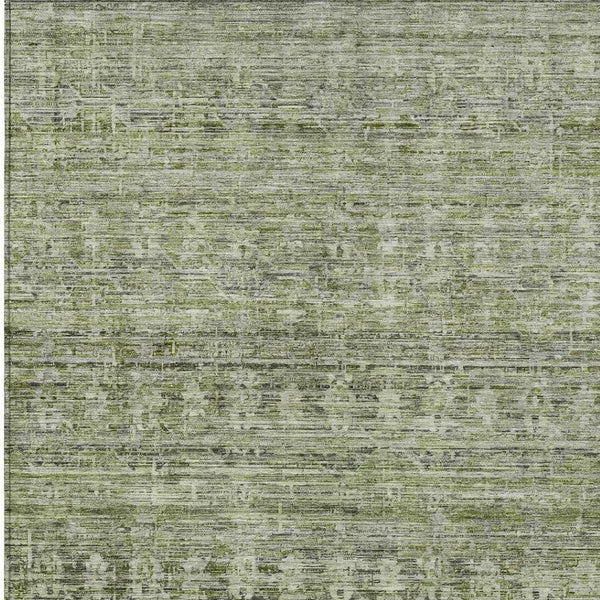 HomeRoots 10' Green and Gray Striped Indoor Outdoor Area Rug - Durable, Washable, Perfect for High-Traffic Spaces 619654