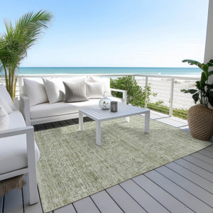 HomeRoots 5' Sage and Beige Striped Area Rug – Versatile Washable Indoor/Outdoor Rug for High-Traffic Spaces 619656