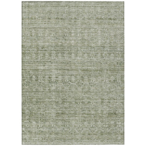 HomeRoots 5' Sage and Beige Striped Area Rug – Versatile Washable Indoor/Outdoor Rug for High-Traffic Spaces 619656