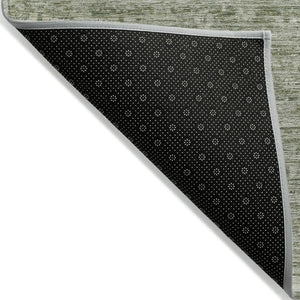 HomeRoots 5' Sage and Beige Striped Area Rug – Versatile Washable Indoor/Outdoor Rug for High-Traffic Spaces 619656