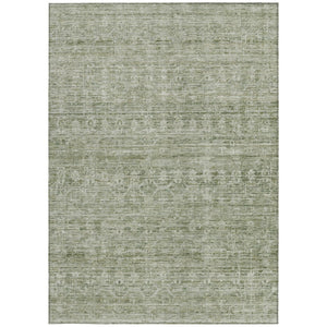 HomeRoots 5' Sage and Beige Striped Area Rug – Versatile Washable Indoor/Outdoor Rug for High-Traffic Spaces 619656