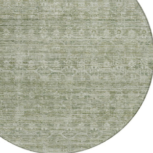 HomeRoots 8' Round Sage and Beige Striped Washable Rug - Durable, Stylish Indoor/Outdoor Area Rug for All Spaces 619657