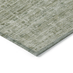 HomeRoots 8' Round Sage and Beige Striped Washable Rug - Durable, Stylish Indoor/Outdoor Area Rug for All Spaces 619657