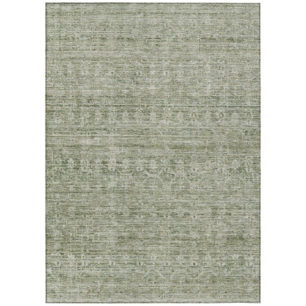 HomeRoots 8' X 10' Sage and Beige Striped Washable Rug - Durable Indoor/Outdoor Area Rug for Any Space 619658