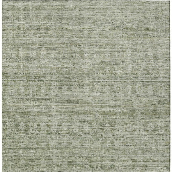 HomeRoots 8' X 10' Sage and Beige Striped Washable Rug - Durable Indoor/Outdoor Area Rug for Any Space 619658
