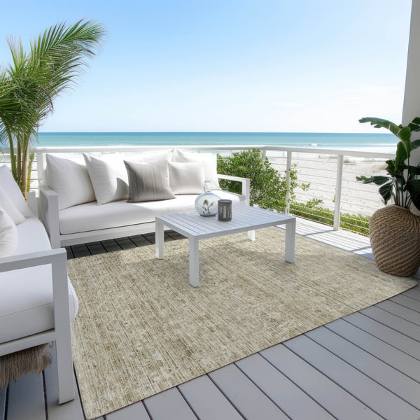 HomeRoots 5' X 8' Taupe And Beige Striped Area Rug - Stylish, Washable, Durable for Indoor & Outdoor Spaces 619662
