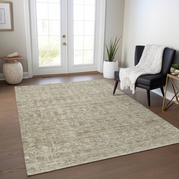 HomeRoots 5' X 8' Taupe And Beige Striped Area Rug - Stylish, Washable, Durable for Indoor & Outdoor Spaces 619662