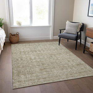 HomeRoots 5' X 8' Taupe And Beige Striped Area Rug - Stylish, Washable, Durable for Indoor & Outdoor Spaces 619662