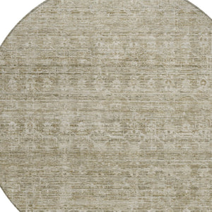 HomeRoots 8' Taupe and Beige Round Striped Indoor-Outdoor Area Rug - Washable, Durable, and Stylish Design 619663