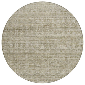HomeRoots 8' Taupe and Beige Round Striped Indoor-Outdoor Area Rug - Washable, Durable, and Stylish Design 619663