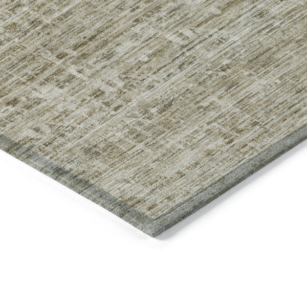 HomeRoots 8' Taupe and Beige Round Striped Indoor-Outdoor Area Rug - Washable, Durable, and Stylish Design 619663