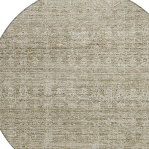 HomeRoots 8' Taupe and Beige Round Striped Indoor-Outdoor Area Rug - Washable, Durable, and Stylish Design 619663