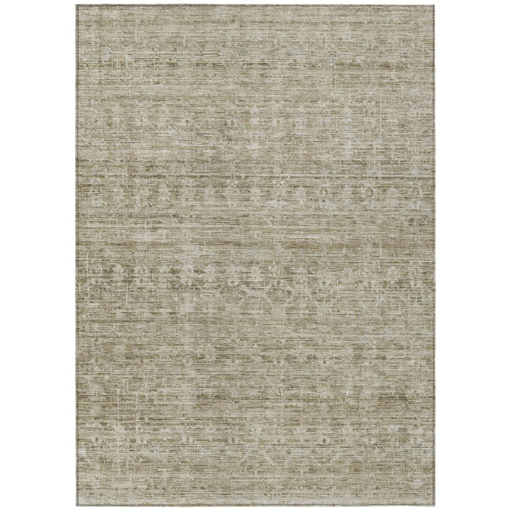 HomeRoots 10' Taupe and Beige Striped Washable Area Rug - Durable, Versatile Design for Indoor & Outdoor Spaces 619666