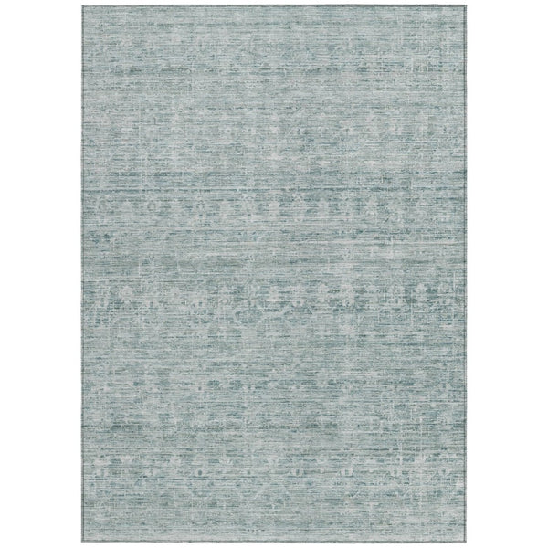 HomeRoots 5' X 8' Turquoise and Ivory Striped Area Rug - Washable, Durable, Stylish for Indoor & Outdoor Use 619668